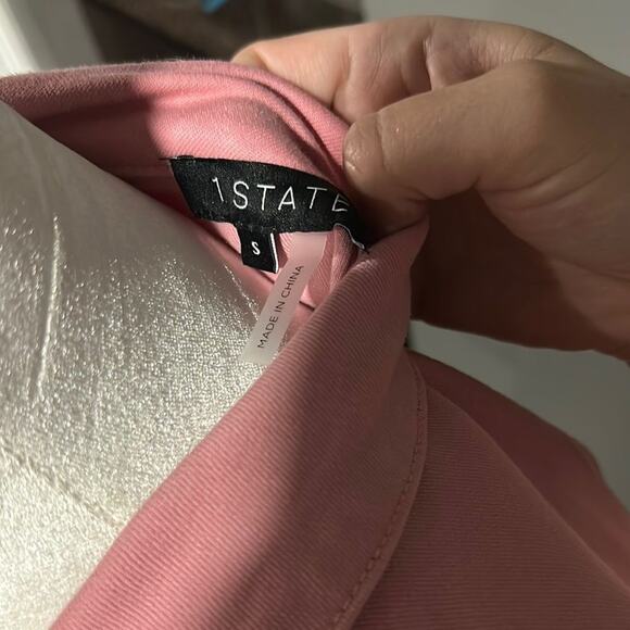 1. STATE Long Sleeve Tie Waist Romper Jumpsuit Blush Pink Casual S - Picture 3 of 7